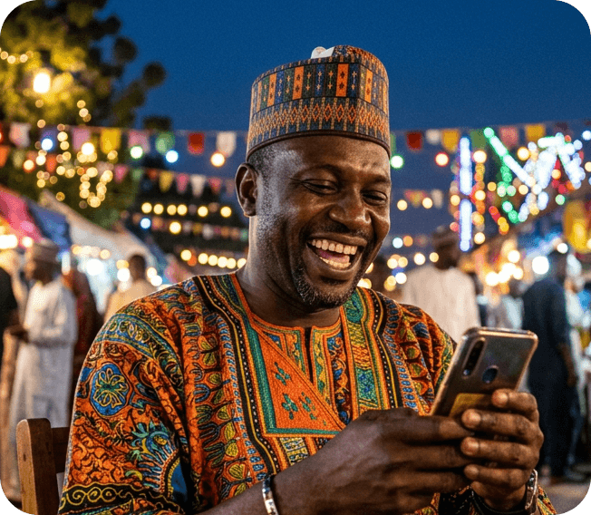 Big Engine partner smiling while holding a phone